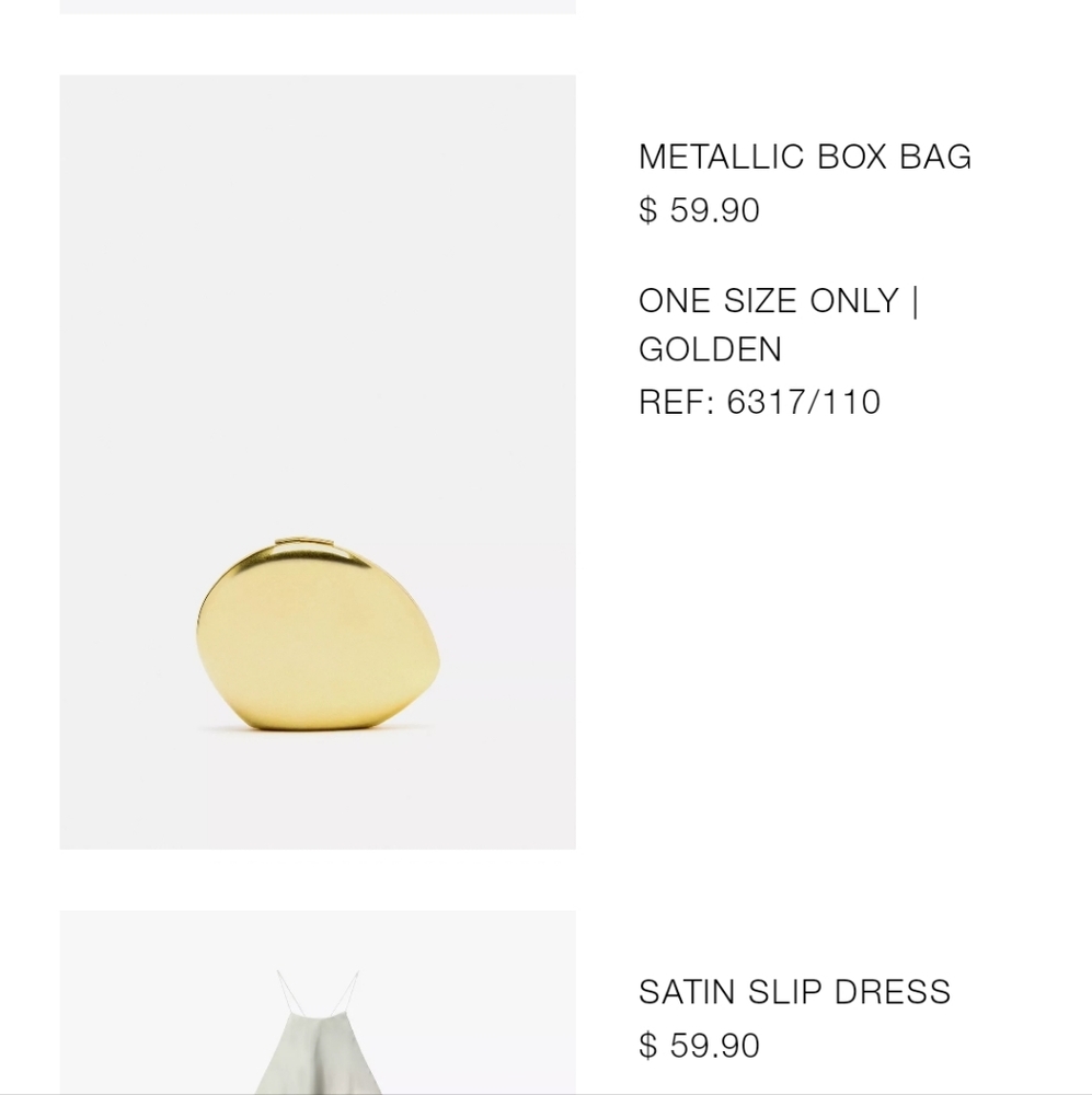 Zara Metallic Gold Box Bag